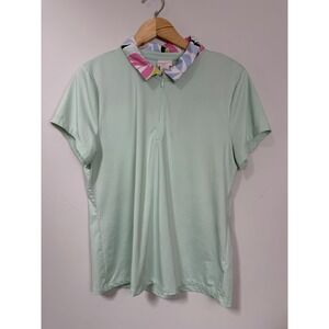Tommy Bahama polo Golf Mint floral Shirt Women's Size XL 1/4 Zipper SPF‎ 50